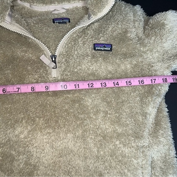 Patagonia Jacket Sweater Los Gatos Large Girls Tan Fleece 1/2 Zip Soft C1 - Picture 7 of 7